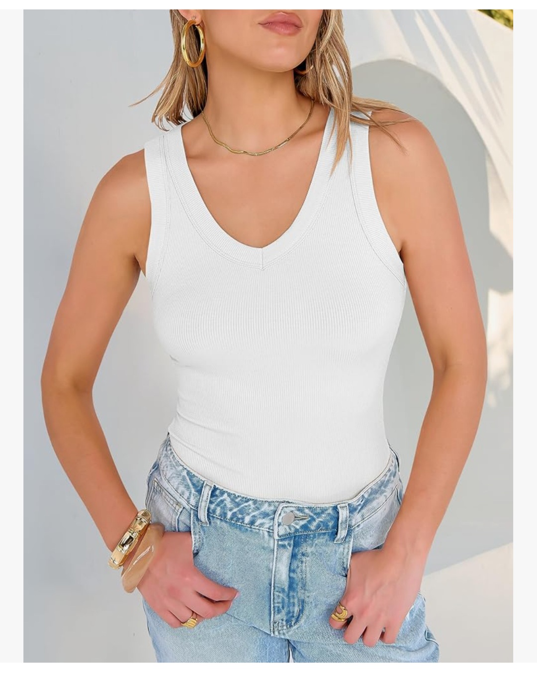 Ribbed V-Neck Tank Top